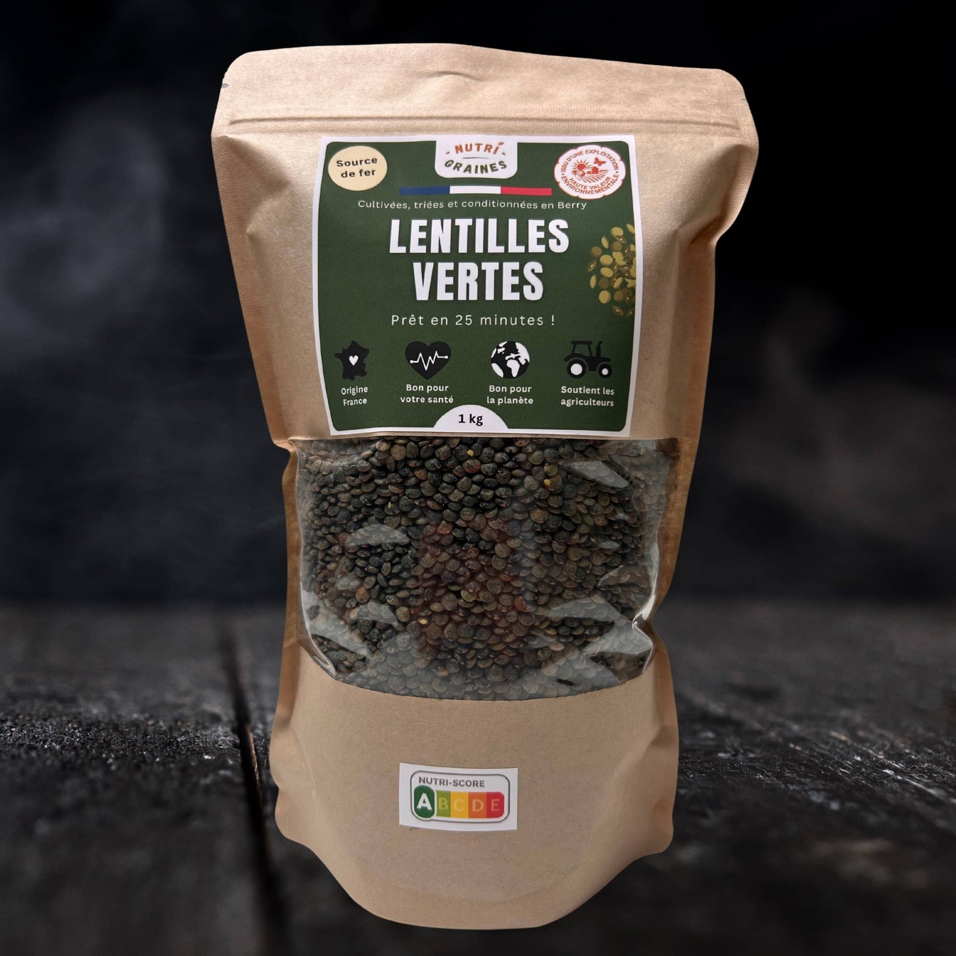 lentilles vertes HVE origine France 1kg