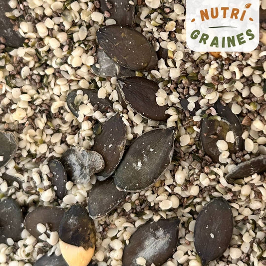 melange boost proteiné chanvre chia, courge
